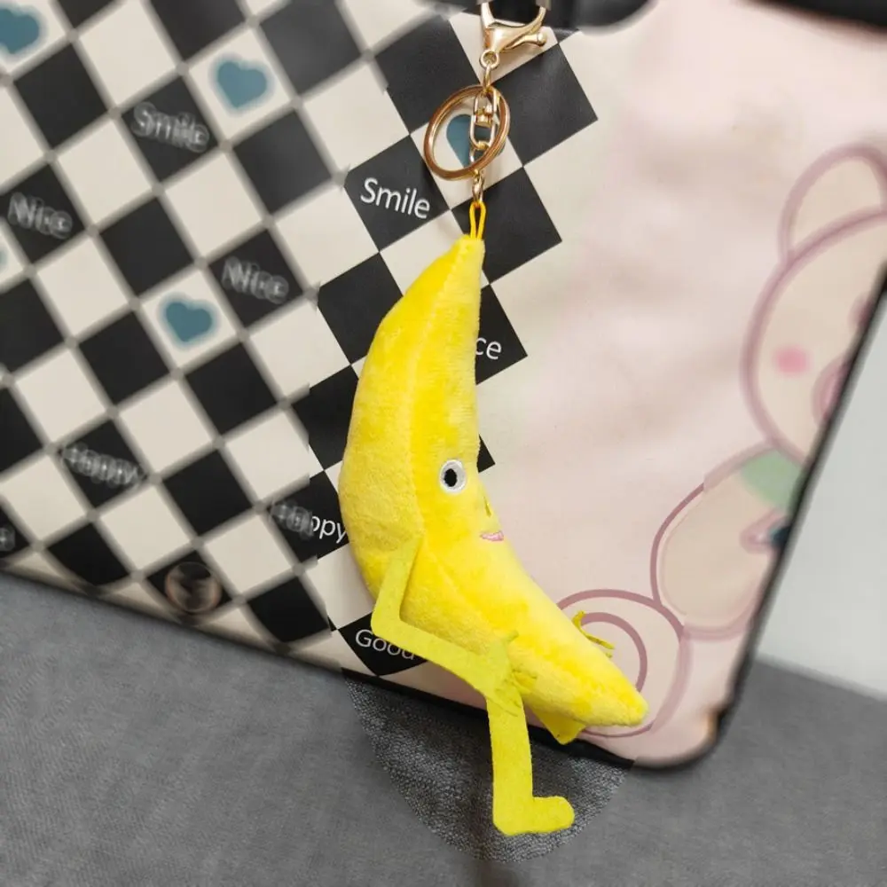 Funny A Large Banana Voice Keychain Interesting Parody Plush Toys Pendant Acrylic Hanging Desktop Ornaments Bag Hanging