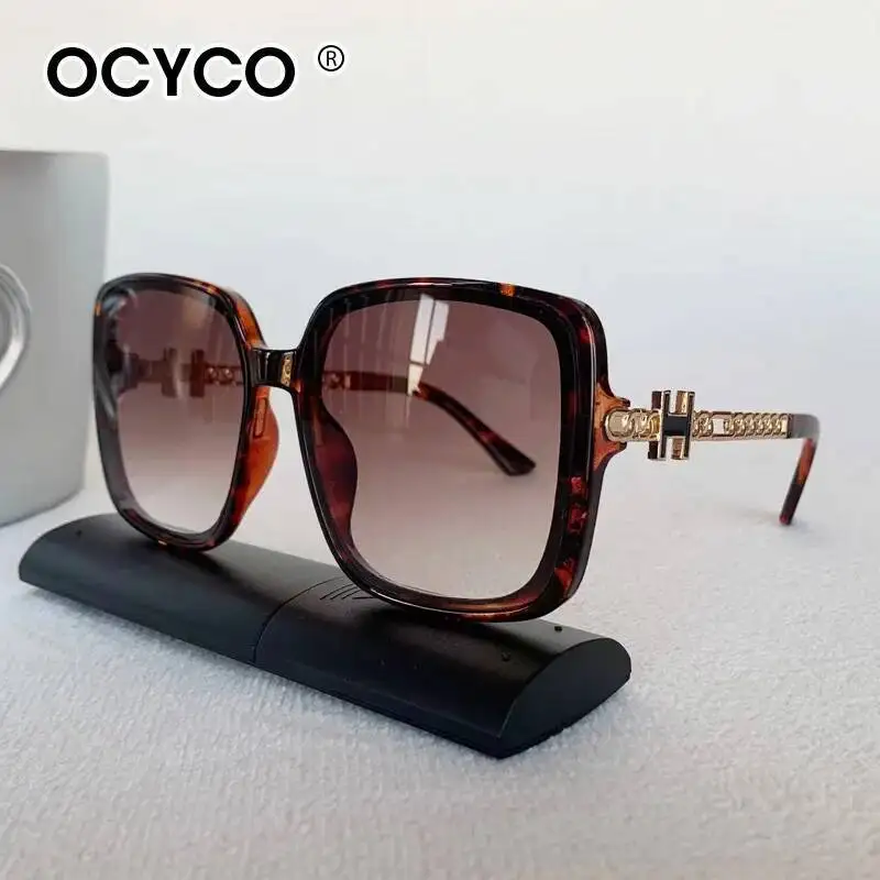 Vintage Brand Retro Punk Square Sunglasses with Large Alloy Frame & Letter Design - UV400 Protection & Unisex Style