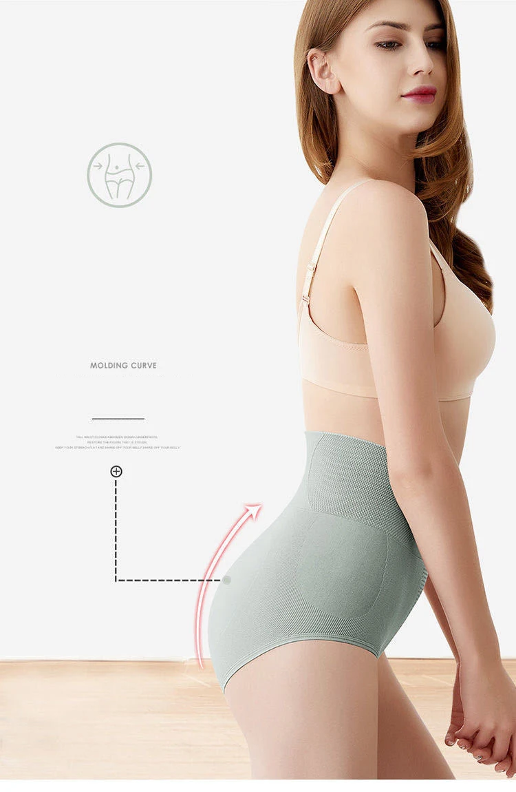 High Waisted Compression Lady Panties for Women Strong Hip Lifting Underwear Graphene Antibacterial Cotton Crotch Female Briefs
