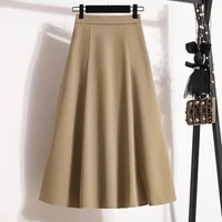 Ladies' Summer High Waist Plus Size Skirts 2026 Mid To Long Flowing Suit Skirt New Style Casual Solid Color A-line Skirt - Image 2