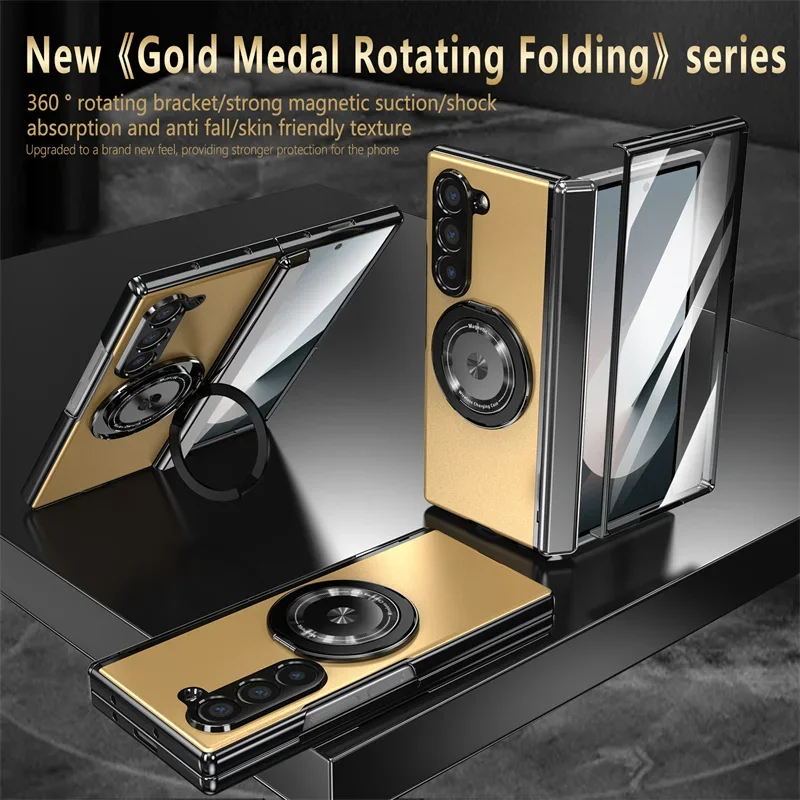 Premium Rotating Magnetic Car Holder Phone Case with Hinge Protection and Metal Alloy Back Cover