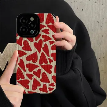 Modne czerwone etui silikonowe Love Heart na telefony iPhone'a