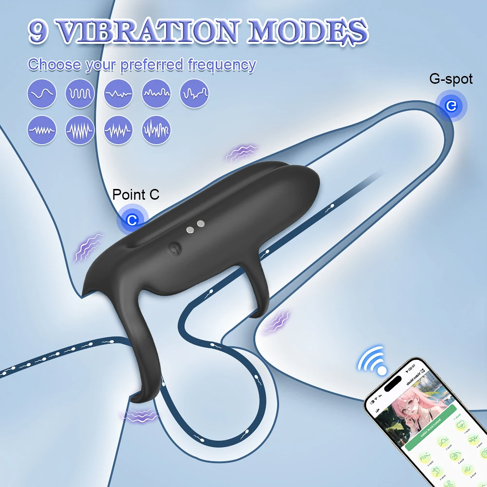 Vibrierender Penisring, Penishülle, Vibrator, 9 Vibrationen, Penis-Extender, Sexspielzeug für Erwachsene für Männer, Penis-Hoden, G-Punkt-Stimulation 1