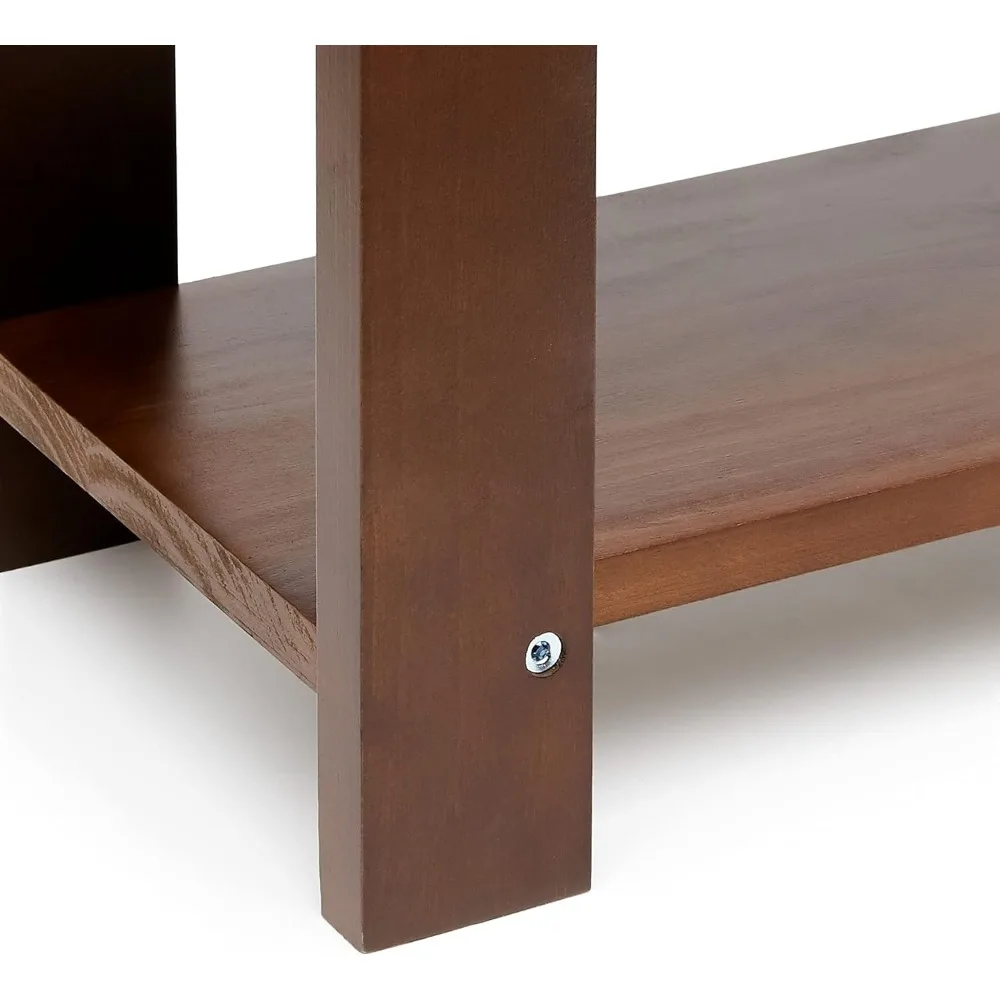 Solid Pine Wood Entryway Shoe Rack Bench, Espresso, 10.4" D x 27.56" W x 17.72" H