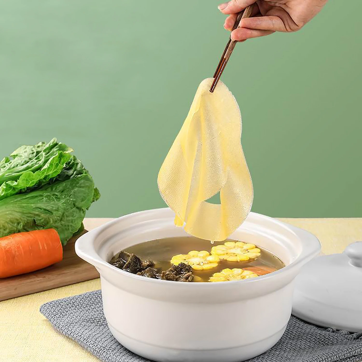 12 pcs Disposable Soup Oil Absorbing Paper Food Soup Blotting Oil Health Filter Paper Food Grade Kitchen Gadgets Accessorie