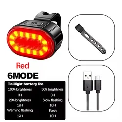 USB Rechargeable LED Bike Light Set - Waterproof Front and Rear Cycling Lights (Taillight)
