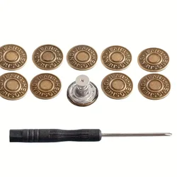 Adjustable No - Sew Bronze Button Set - Durable Metal Snap Fasteners for Denim and Accessories (10 - Pack) (1 Set)