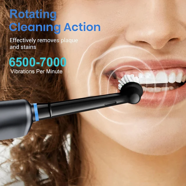 Electric Rotating Toothbrush Deep Clean Whitening Teeth for Adult Ultrasonic Toothbrush with 4/8pcs Refill Replacement Heads 3