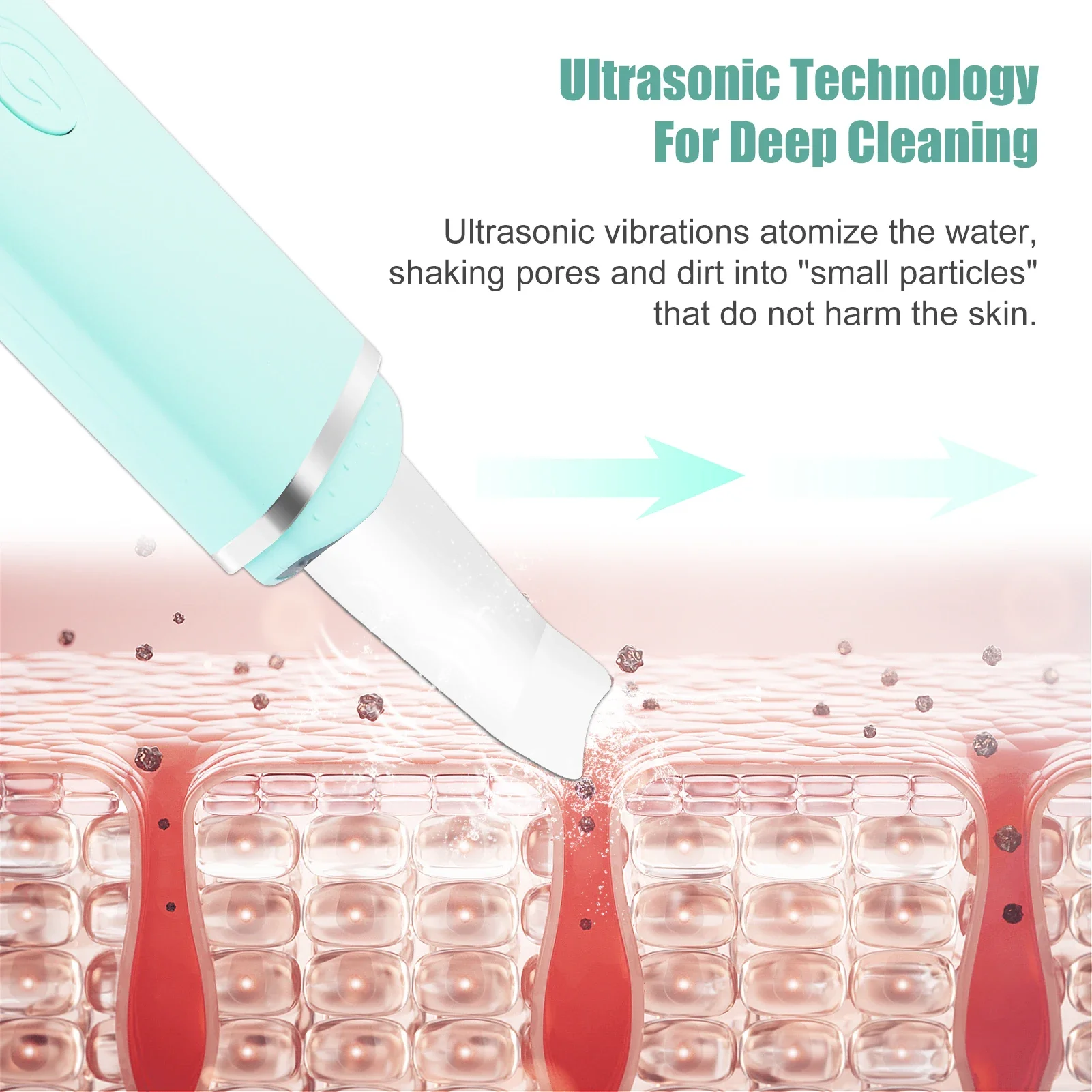 Facial Skin Scrubber Ultrasonic Shovel Cleaner Dead Skin Peeling Cavitation Face Deep Cleaning EMS Lifting Blackhead Remover