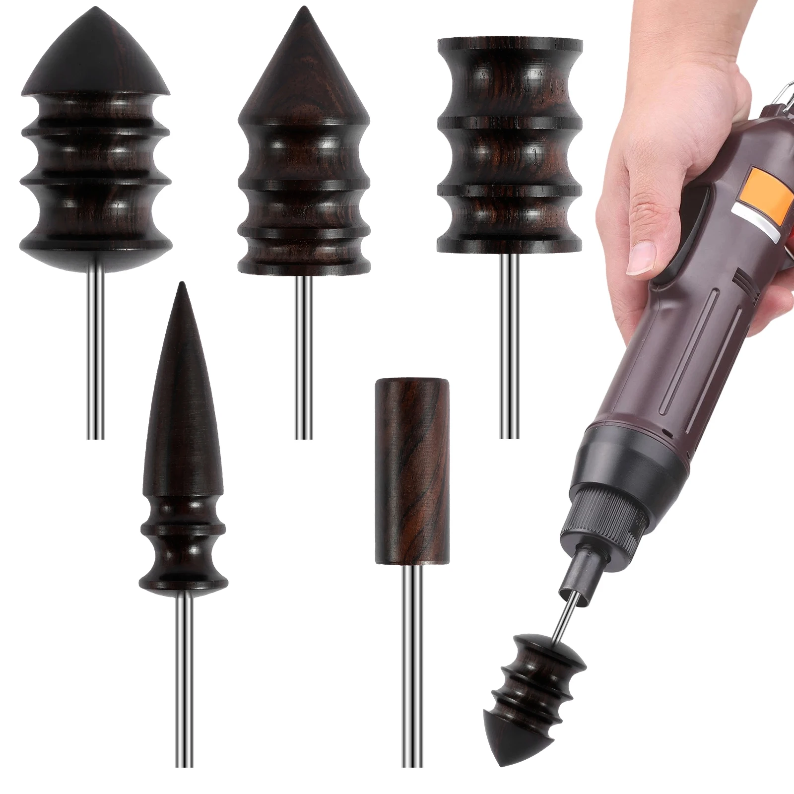 Leather Craft Tools 4/5Pcs Leather Edge Electric Polishing Machine Bit Sandalwood Head Burnisher Grinding Tool
