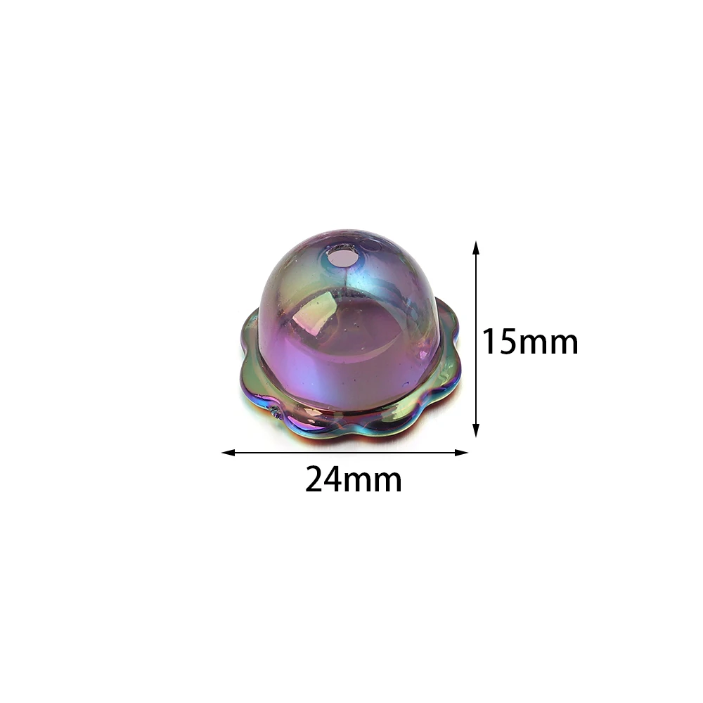 Acrylic Glitter Wind Bell Spacer Beads Transparent Jellyfish Beads for Jewelry Making Phone Chain Decoration 6pcs