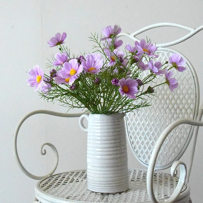 12 Stück Künstliche Weiße Gesang-Blumen Seidenblumen Hotel-Dekoration Simulierte 5-Köpfige Persimonenzweig Restaurant-Dekoration