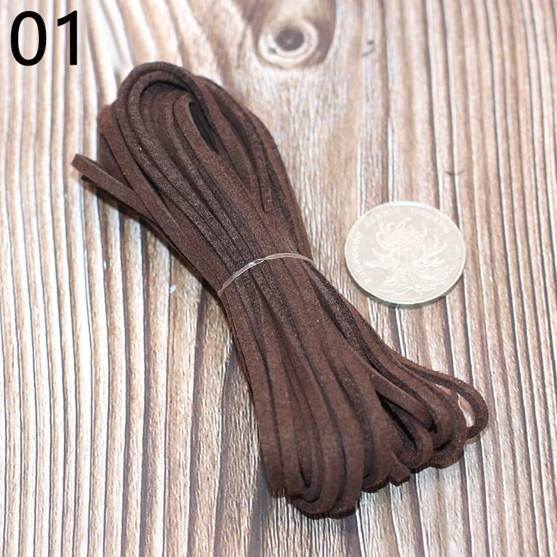 Flat Suede Leather Craft Cow Leather Thong Cord Cord String Rope For DIY Necklace Bracelet Choker Jewelry Making 5M