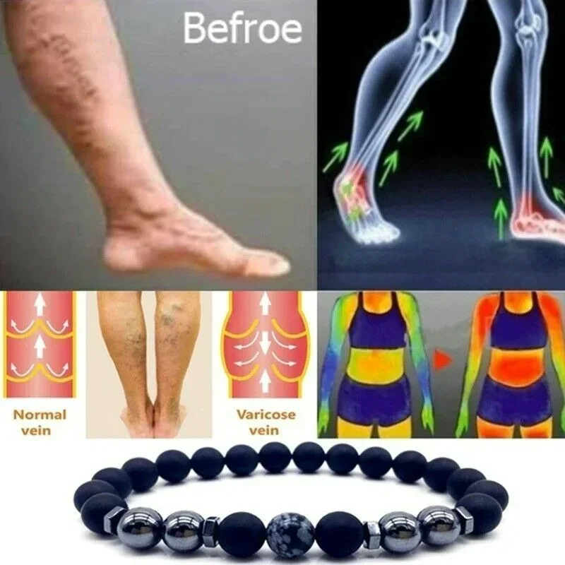 Anti-Swelling Black Obsidian Anklet Bracelet Treatment Adjustable Weight Loss Magnetic Therapy Magnet Anklet Bracelet Women Men silver anklet bracelet fashion accessories