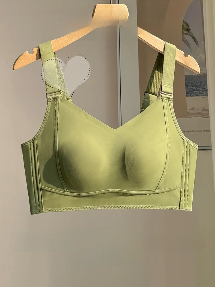 Ultra-Thin Wirel Bra Full Cup Sports Leisure Sle for Young Women Summer Season Side Four Row Bule Large Chest minus