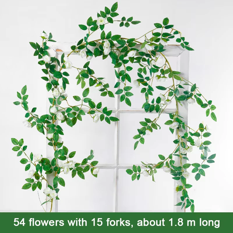 Artificial Rose Vine Bouquet - 80cm Decorative Hanging Rattan Accent for Home and Wedding Decor