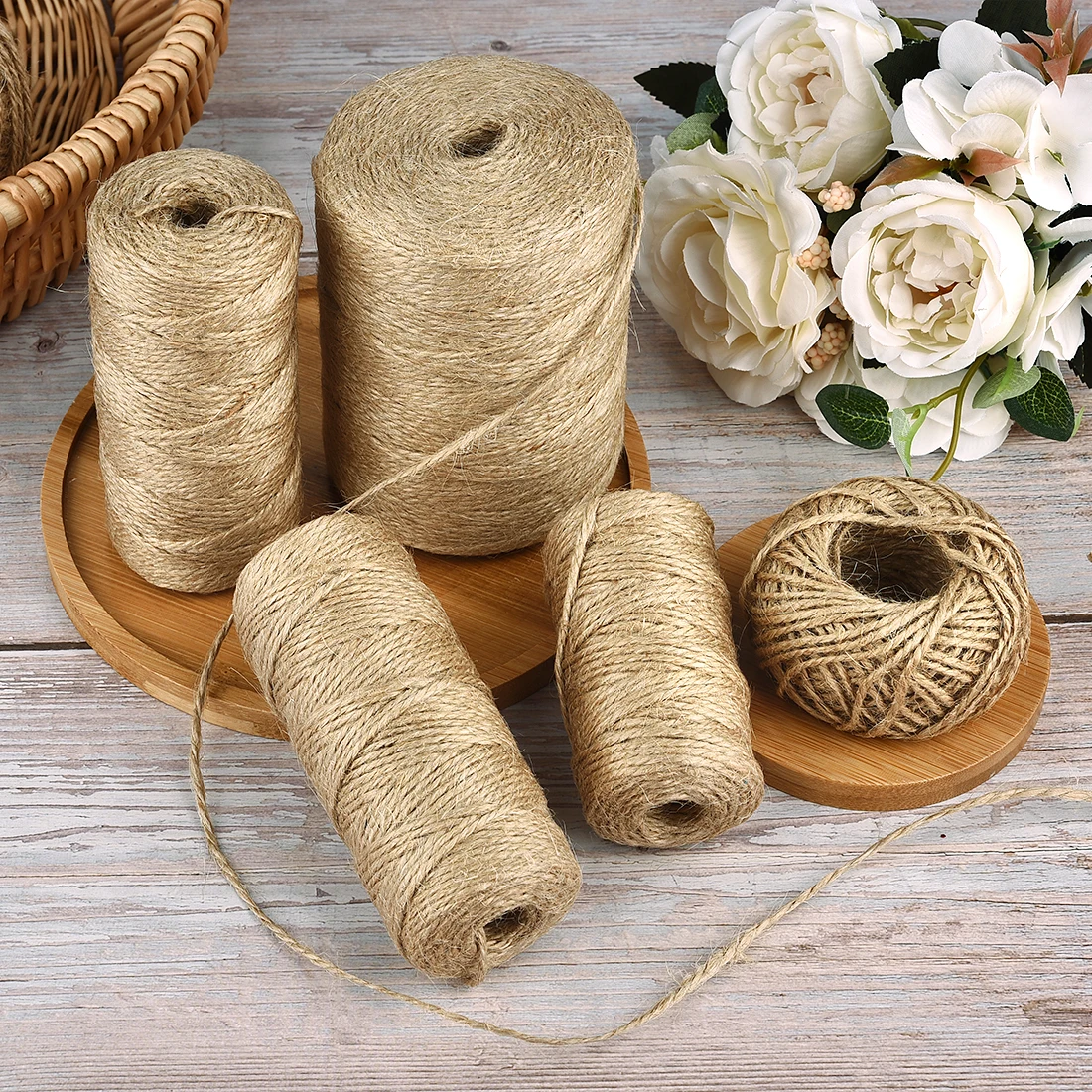 Natural Vintage Jute Rope Cord String Twine Burlap Ribbon Crafts Sewing DIY Jute Hemp Wedding Party Decoration 30-100Meters/Roll