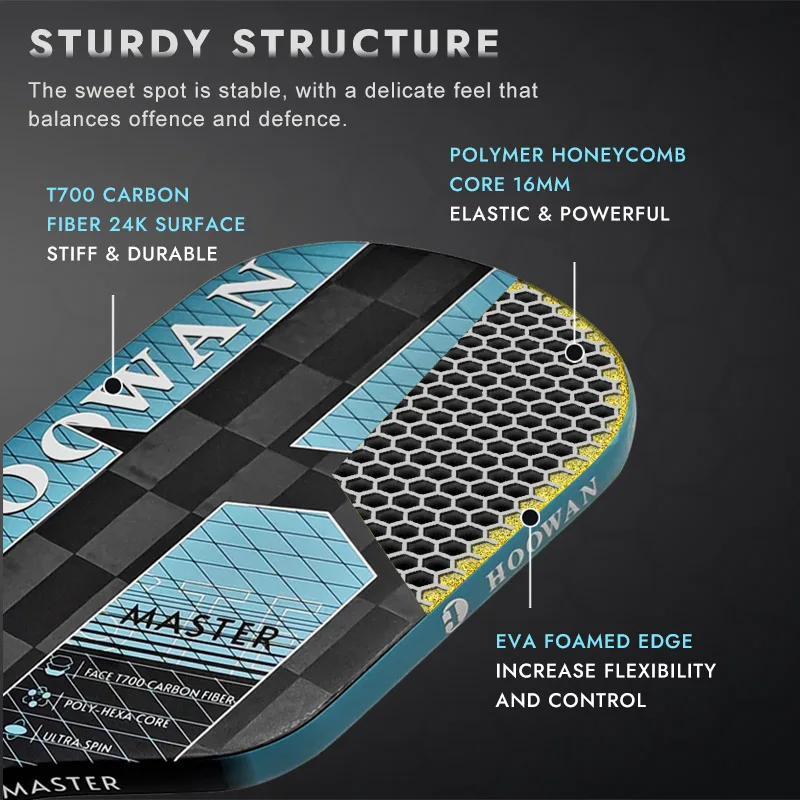 Hoowan-カーボンファイバーピックルボールラケット,粗い表面,熱