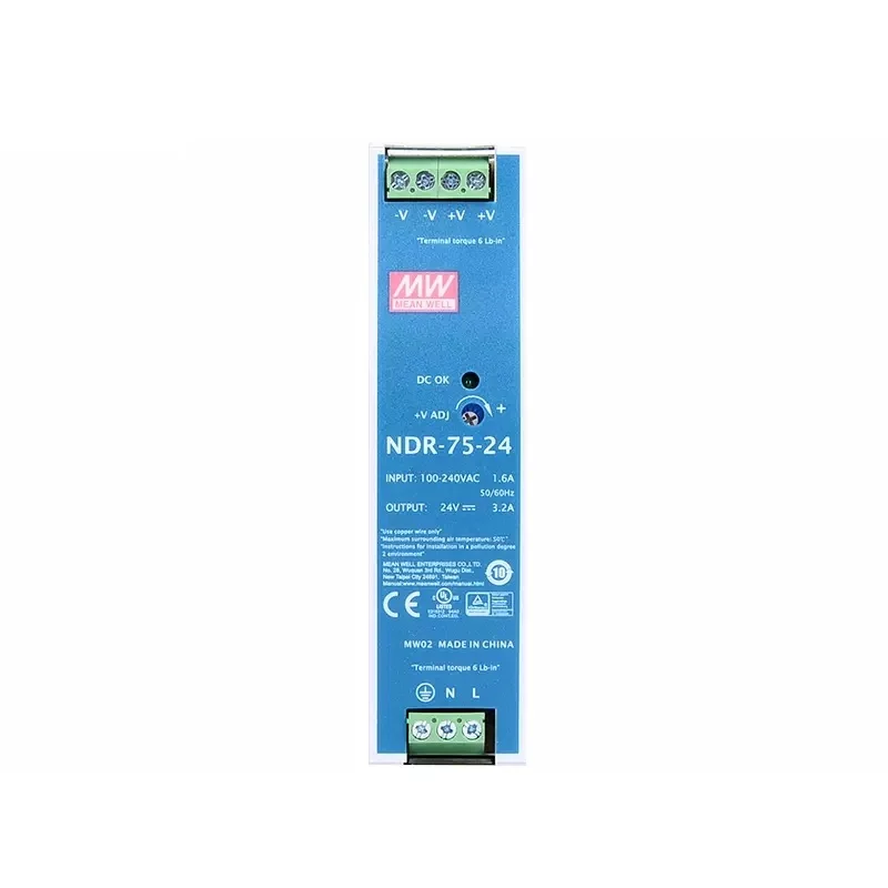 

MEAN WELL switching power supply NDR-75 75W 12/24/48V ultra-thin guide rail industrial control voltage regulator