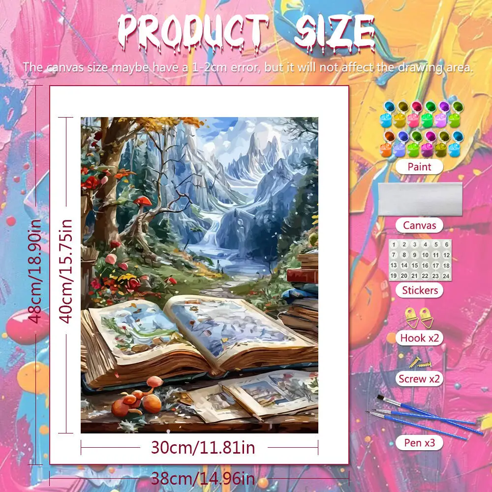 DIY Digital Oil Painting Book Painting By Numbers Adult Kit Forest Landscape Mountain Scenery Wall Decoration Living Room