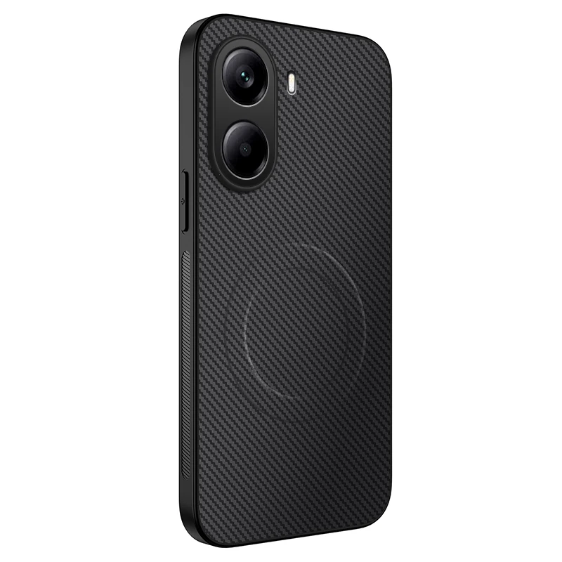 Luxury Blue Carbon Fiber Wireless Charging Case with Soft Magnetic Closure