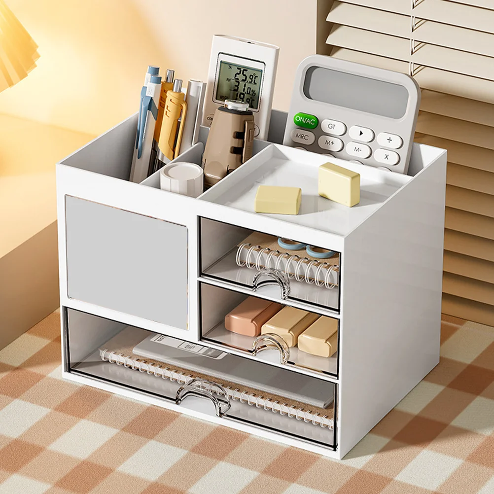 

Small Plastic Cube Drawer Storage Box Bedside Table Tray Desktop Makeup Organizer