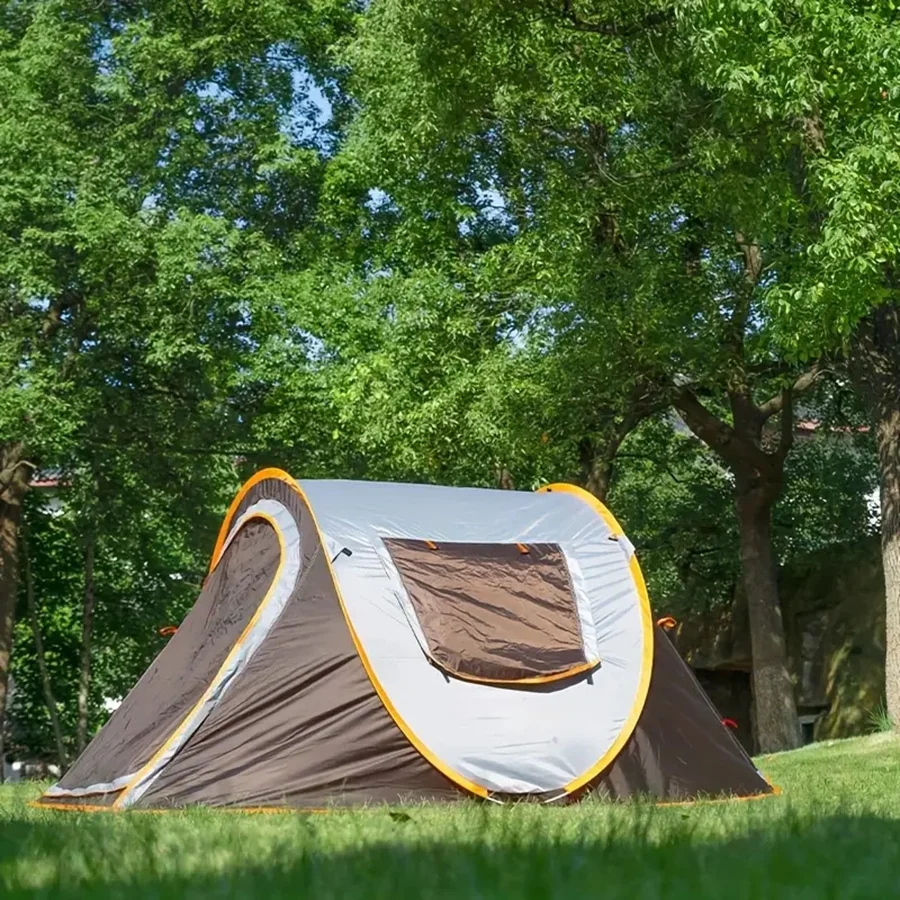 1- 6-person automatic pop-up camping tent, oval, suitable for all seasons, fiberglass and Oxford cloth, quick build
