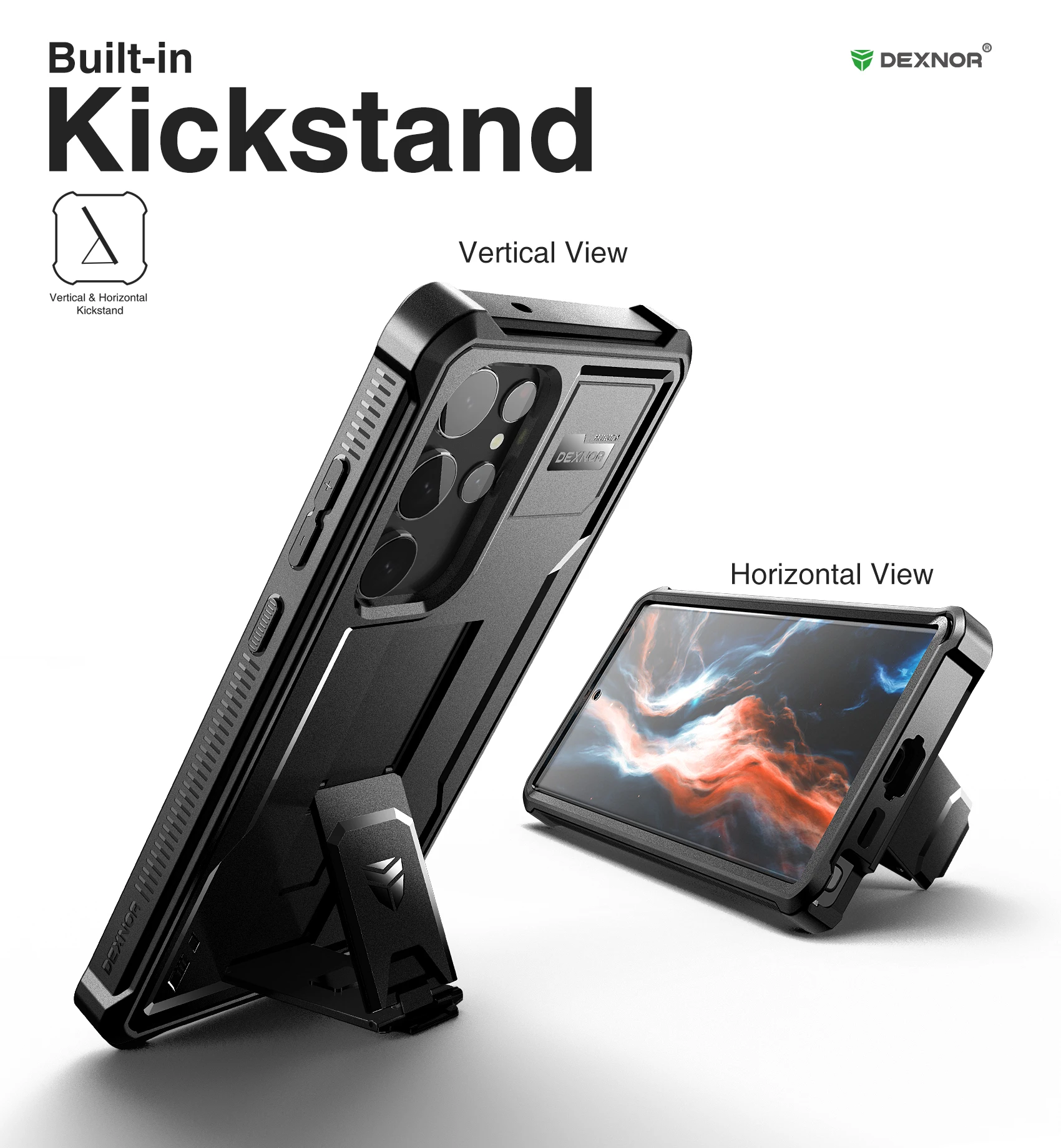 Heavy Duty Military Grade Protective Case with Built-in Screen Protector and Kickstand