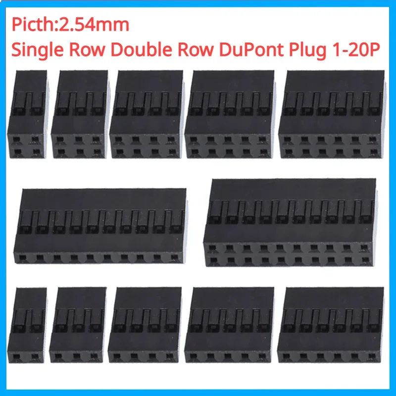 

50pcs/lot Picth 2.54mm DuPont Shell Rubber Housing 2.54mm Spacing Single Row Double Row DuPont Plug 1/2p/3p/4p-10P