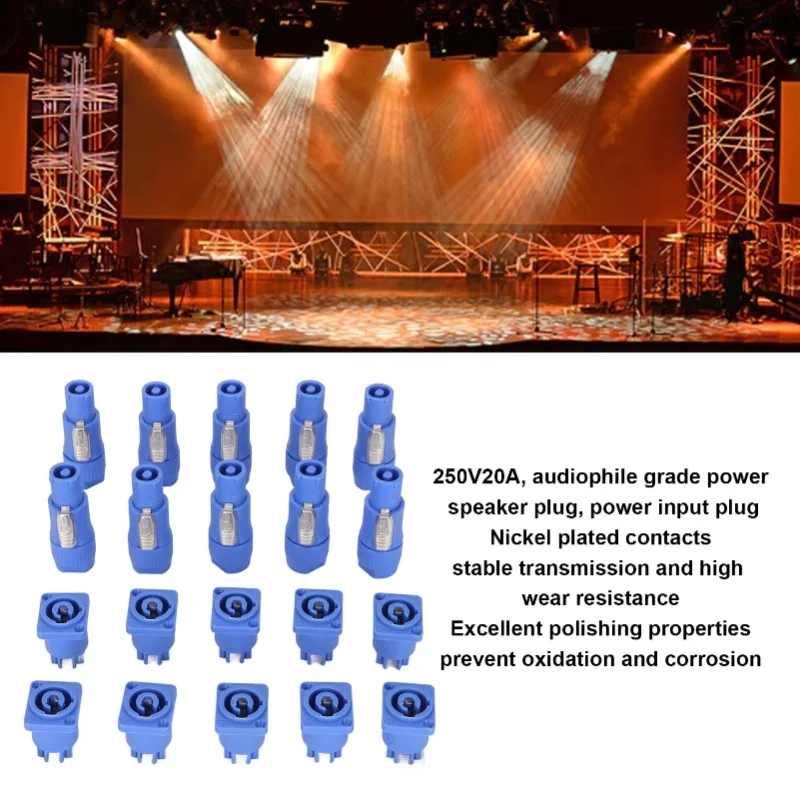 10 세트 3 핀 전원 커넥터 LED 대형 스크린 스피커 250V 20A 용 전문 무대 조명 전원 케이블 플러그