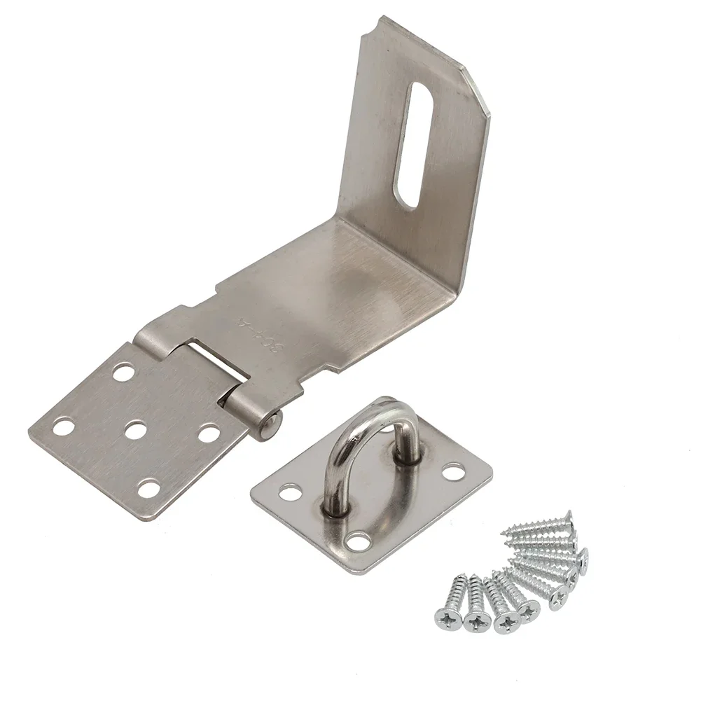 Stainless Steel Hasp Lock Anti-theft Door Clamp 90 Degree Shed Latch Security Padlock Home Door Cabinet Drawer Locks