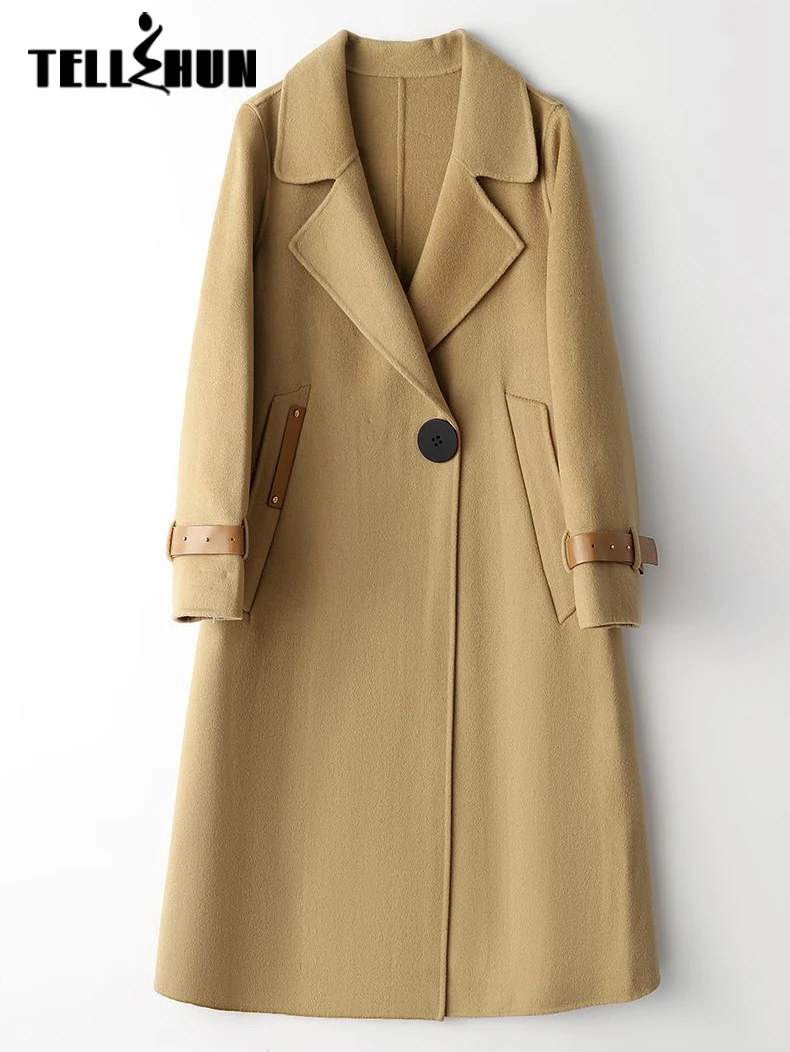 

Autumn Chic Single Button Woolen Coat For Women Long Jacket Casual Fashion Windbreaker Outerwear Female Vintage Lapel Streetwear