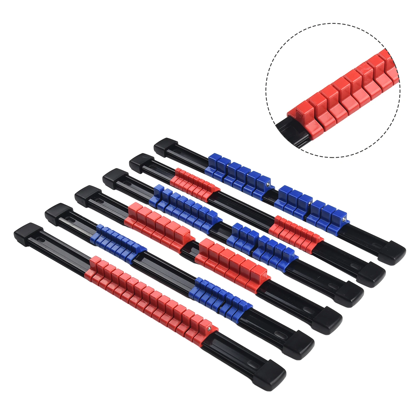 

6pcs ABS Socket Organizer 1/4Inch 3/8Inch 1/2Inch Premium Quality Socket Clip Rail Holder Socket Organizer Tools Blue
