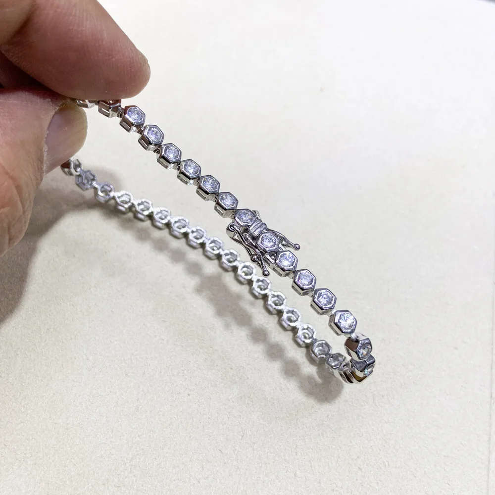 Trendy Beehive Tennis Bracelet 925 Sterling Silver Full 5A Zircon Sparking Jewelry for Women Lady Party Birthday Gift 6