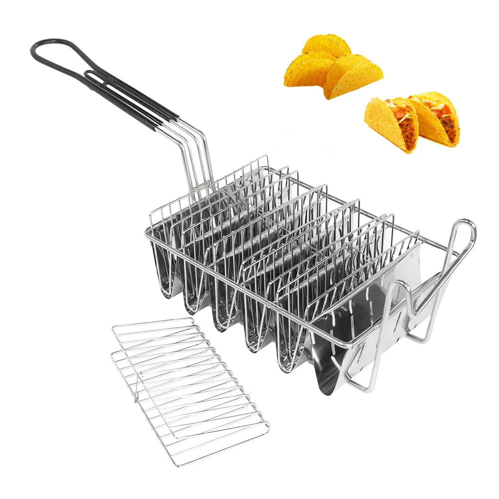 

Stainless Steel Mexico Taco Fried Basket, French Fried Basket, Hot Sale, 4 Grid, 6 Grid