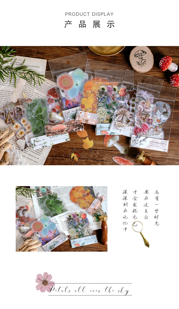 40 teile/paket Haustier transparente Blumen Aufkleber DIY Deko Scrap booking Junk Journal Pflanzen Blumen Aufkleber Briefpapier Lieferungen – Detail 5