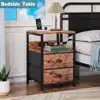 Nightstand Set of 2 with Charging Station USB Ports Fabric Drawers Modern End Table Living Room Bedroom Storage Solution 4