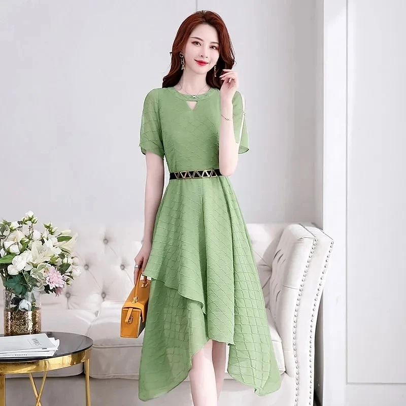 2023 New Fashion Ladies Summer Slim Waist Irregular Sweet Dress Women