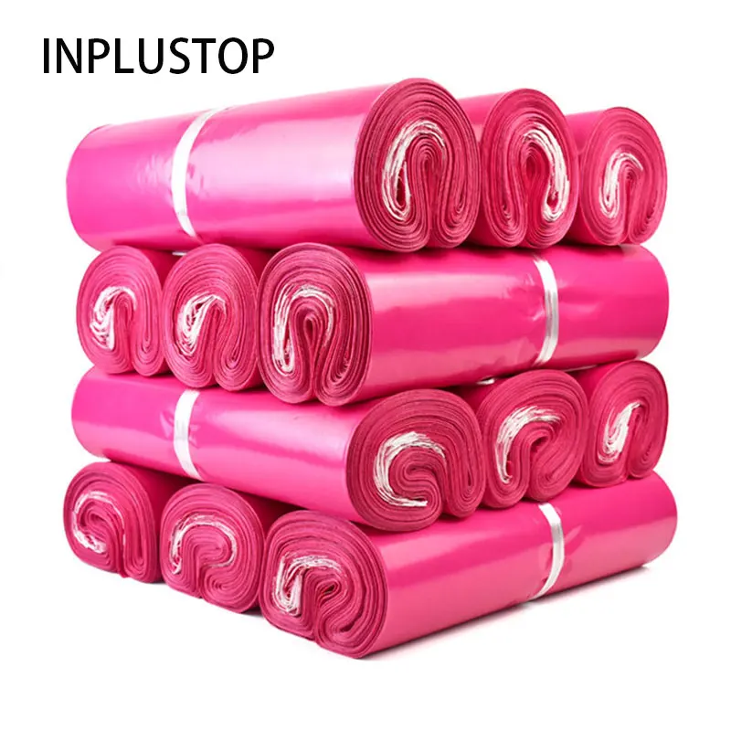 

INPLUSTOP 50Pcs Poly Mailer Bag Logistics Clothing Gifts Packaging Bags Waterproof E-commerce Rose Color Courier Storage Bags
