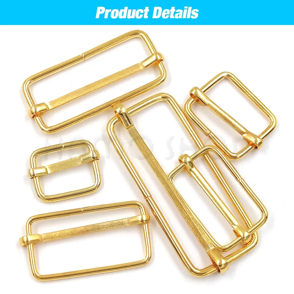 Metal Slides Square Ring Buckles Strap Adjuster 10pcs For Belt Ribbon Strap Bag Hardware Sewing Cat Dog Collar DIY Accessories