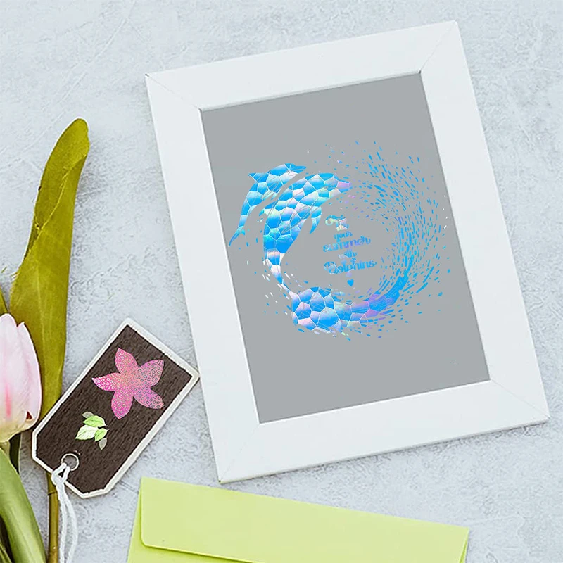 Cold Laminating Film Paper Hologram Flowers Dot DIY Self-adhesive Paper Film Transparent Package Card Photo Laminating