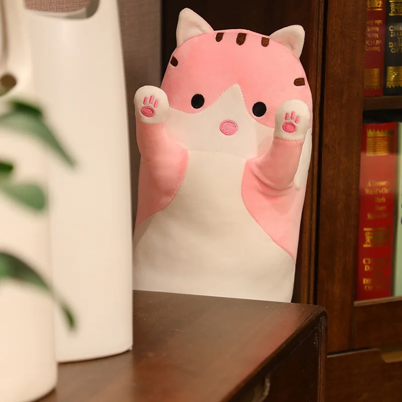 Kawaii Cat Plush Hold Pillow Cute Animal Cat Soft Toys Office Break Nap Sleeping Long Pillow Cushion Stuffed Gift Doll for Kids 5