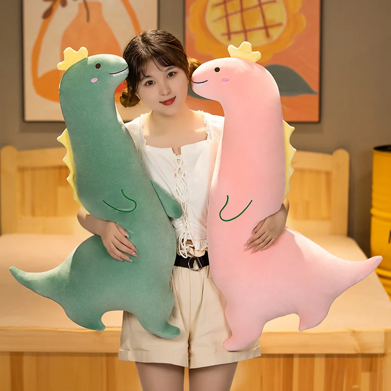 100cm Cartoon Big Size Animal Long Pillow Plush Toys Soft Stuffed Pink Green Dino Sofa Cushion Baby Sleeping Doll for Kids Gifts