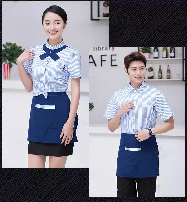 2024 Sommer Hotel Kurzarm Kellnerin Uniform Catering Restaurant Arbeits kleidung Hotpot Kellner Arbeits kleidung Konditorei Uniform Shirt – Detail 9