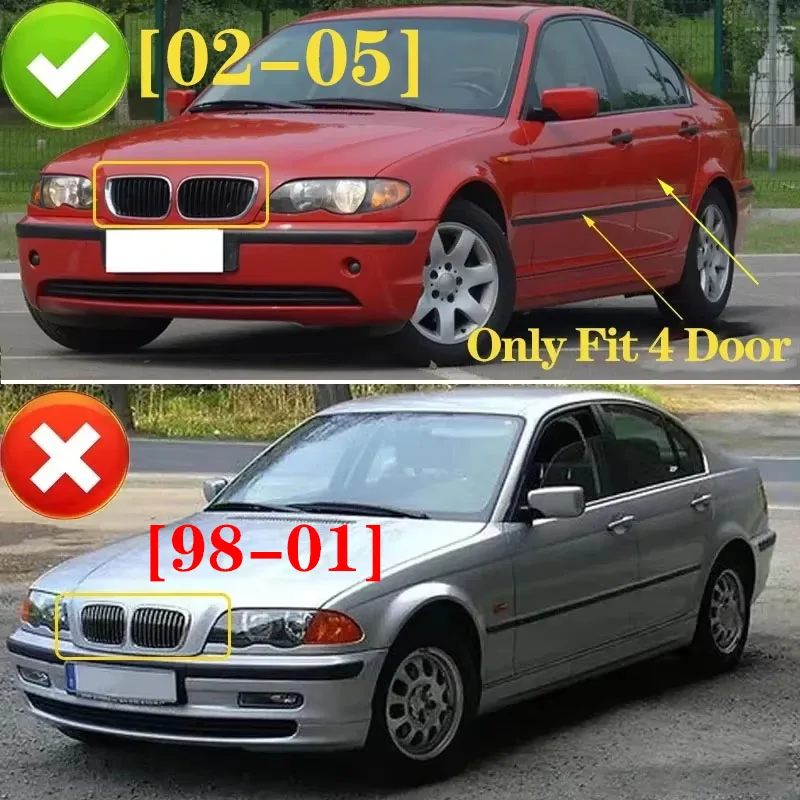 Front Kidney Grille Car Double Slat Hood Racing Grills for BMW 3 Series E46 4 Door 2002-2005 Auto Replacement