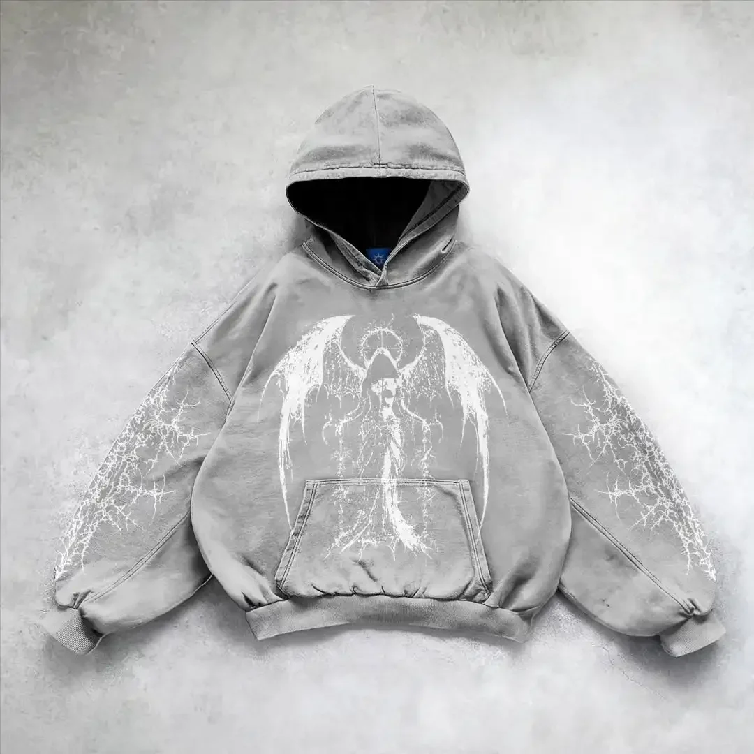 Y2k gothic dark female warrior hoodies men oversized sweatshirt couples punk tops streetwear goth harajuku women men clothing