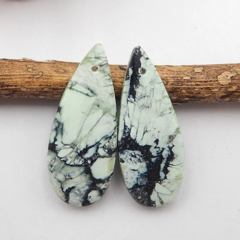 

Natural Gemstone Green Turquoise Fashion Long Shape Women earrings bead,Semiprecious stone Jewelry31x13x5mm5.5g