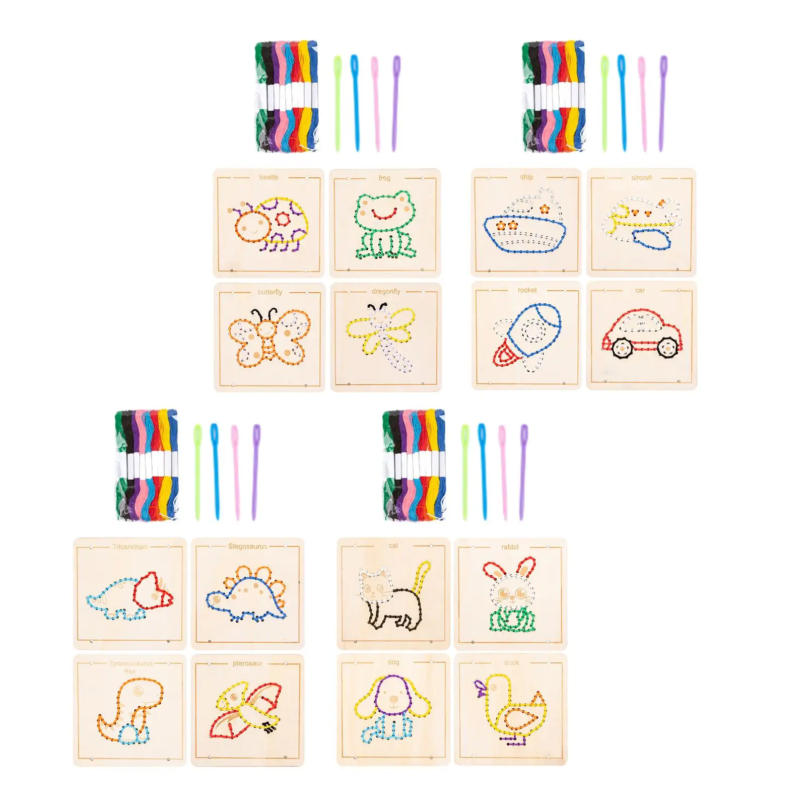 

Kids Embroidery Puzzle Wooden Lacing Toy Montessori Toy Kindergarten