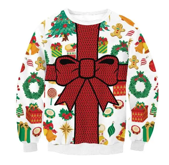 thumbnail image 1 of Suéteres navideños feos, jerséis verdes, sudaderas con estampado divertido en 3D para fiestas navideñas, sudaderas para fiestas, cumpleaños, Navidad 2025, 1 of 5