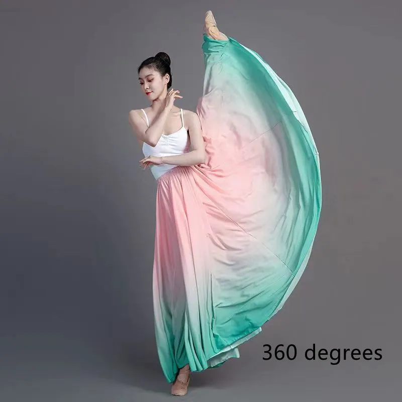 360/540/720 Degree Flamenco Dance Performer Gradient Skirts for Women Stage Performance Classical Dance Practicing Skirt